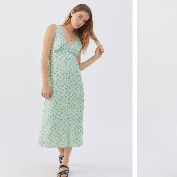 green emerald velvet dress Faded Botanical Green Midi Dress